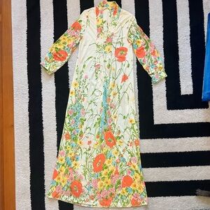 Vintage Floral Maxi Dress with California poppies